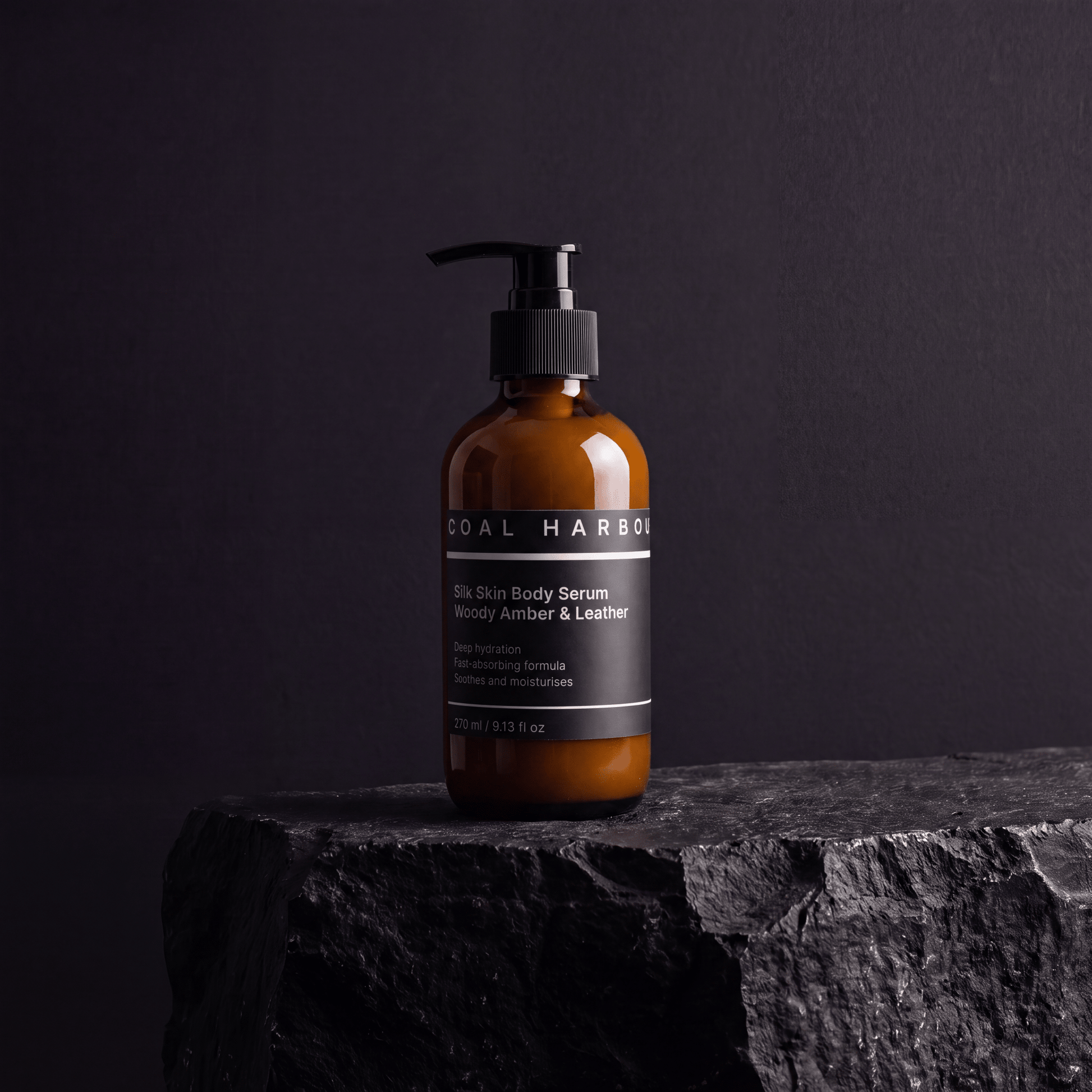 Silk Skin Body Serum - Woody Amber & Leather 270ml - Coal Harbour