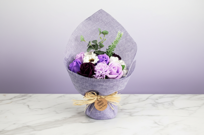 Soap Flower Bouquet in Purple
