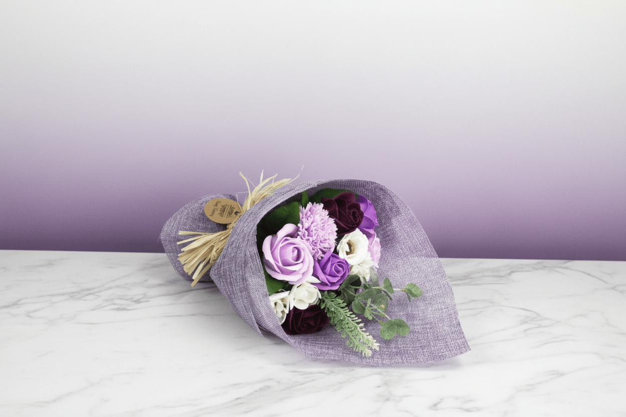 Soap Flower Bouquet in Purple - Coal Harbour