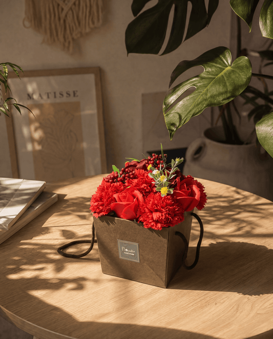 Soap Flower Bouquet of Red Roses & Carnations - Coal Harbour