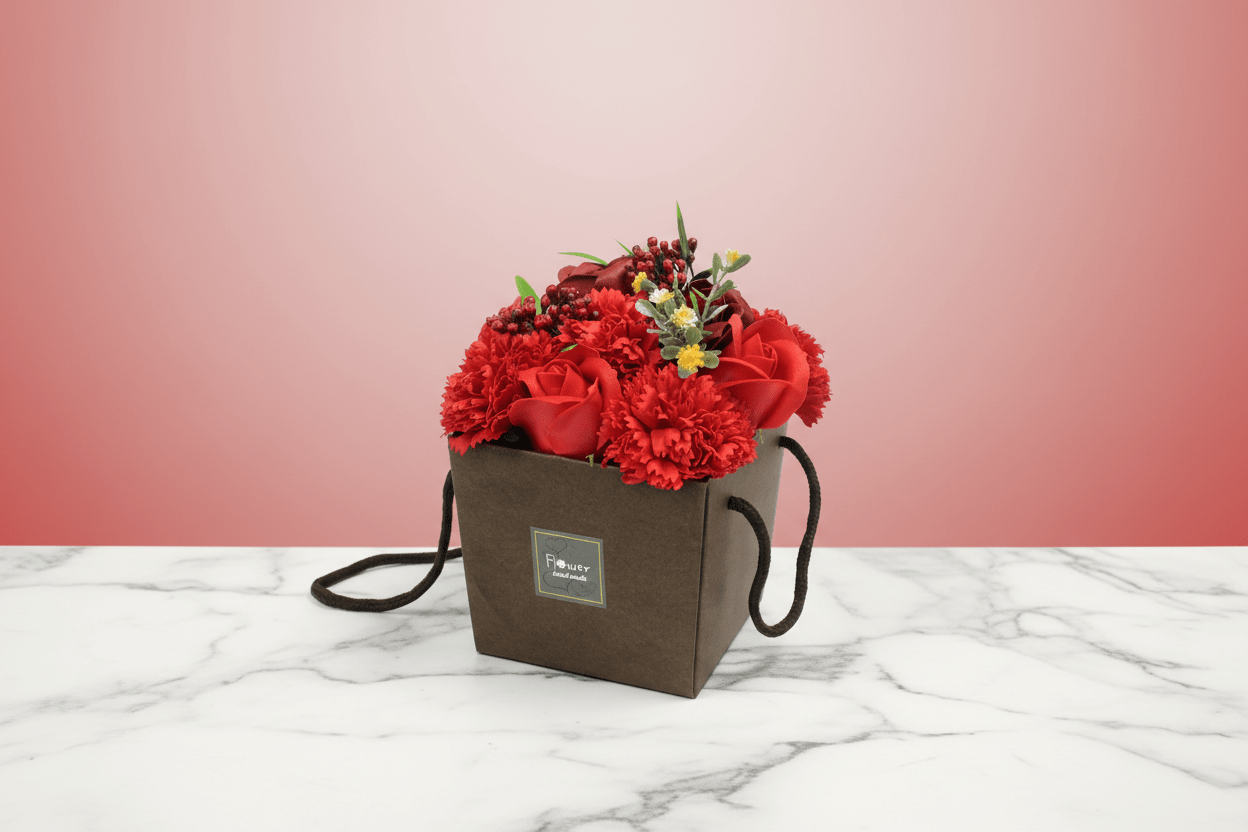 Soap Flower Bouquet of Red Roses & Carnations - Coal Harbour