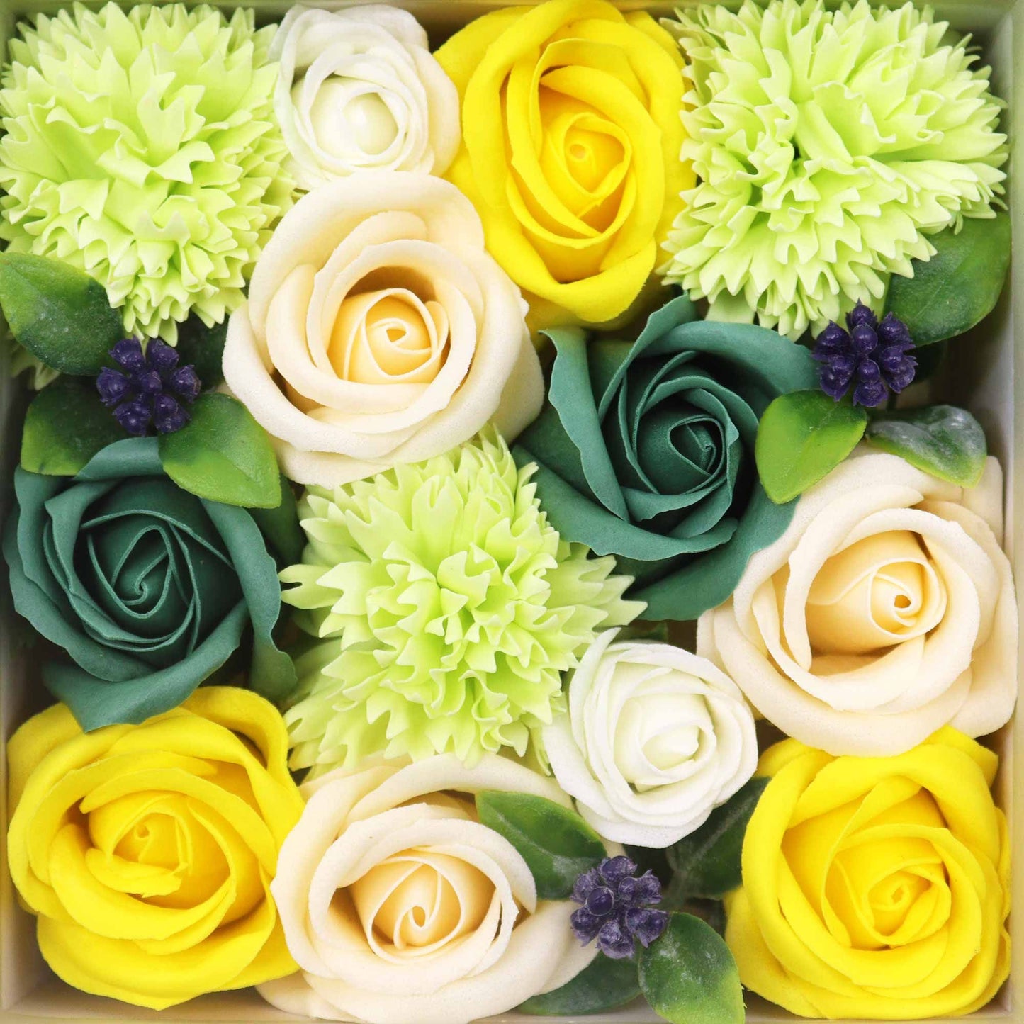 Spring Roses & Carnation Soap Flowers Square Gift Box - Coal Harbour