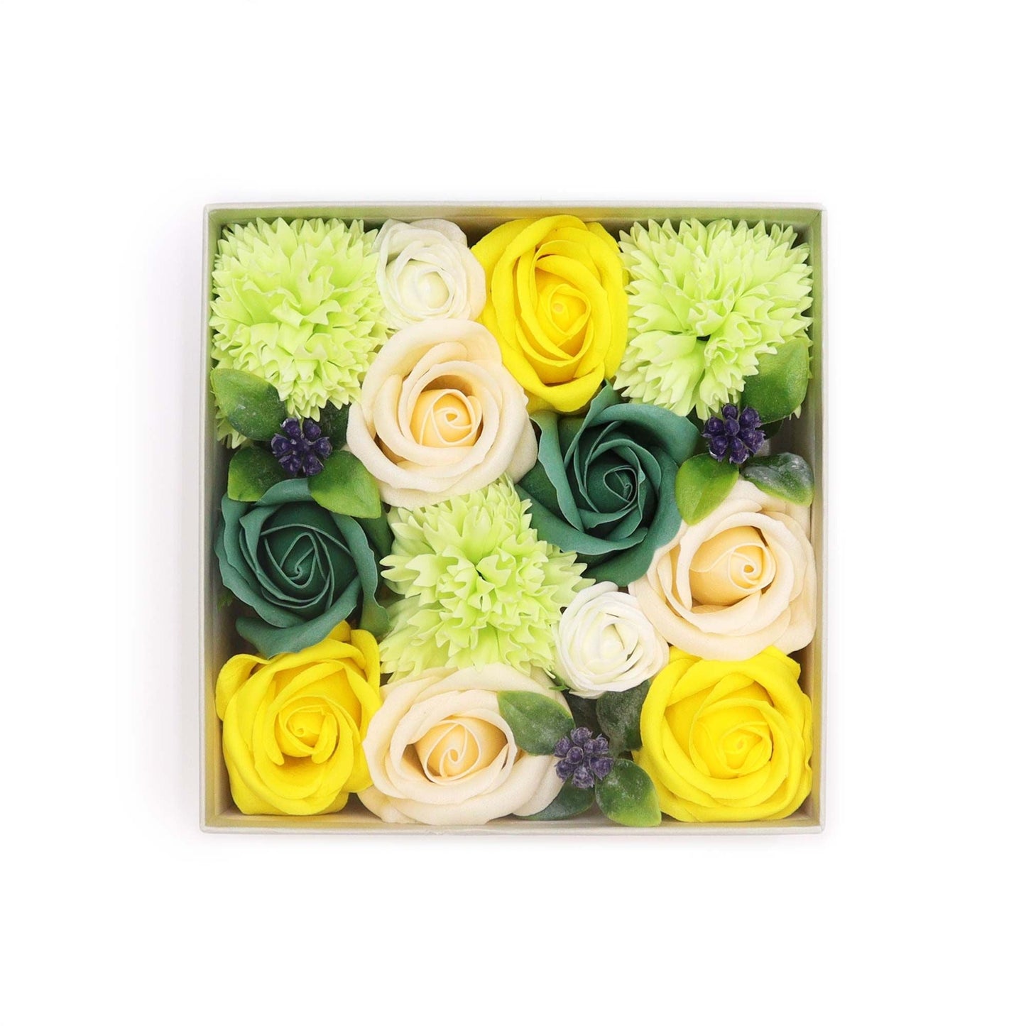 Spring Roses & Carnation Soap Flowers Square Gift Box - Coal Harbour