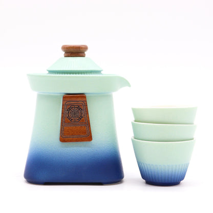 Temple Teapot Set & Three Cups - Blue Heaven - Coal Harbour