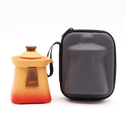 Temple Teapot Set & Three Cups - Orange Earth - Coal Harbour