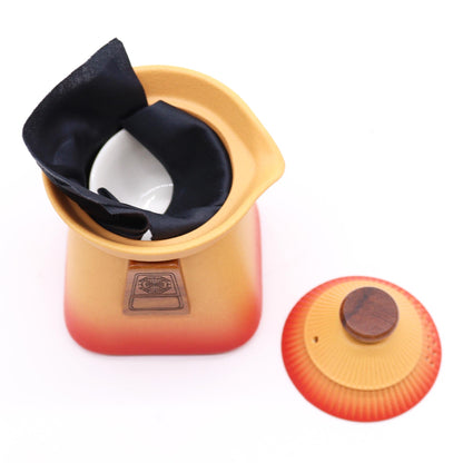 Temple Teapot Set & Three Cups - Orange Earth - Coal Harbour