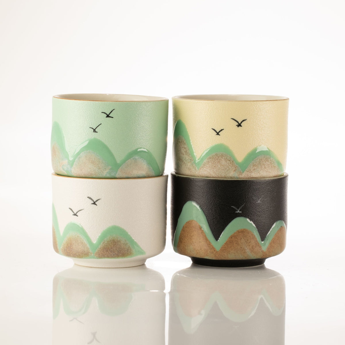 Thousand Miles - Tea Set - Four Cups - Ceremonial Cloth & Bamboo Grip - Coal Harbour