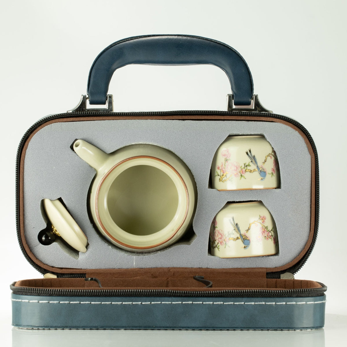 Travel Teapot Set & Two Cups - Blue Bird Qing Dynasty - Coal Harbour