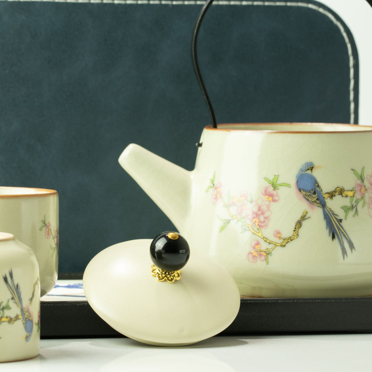 Travel Teapot Set & Two Cups - Blue Bird Qing Dynasty - Coal Harbour