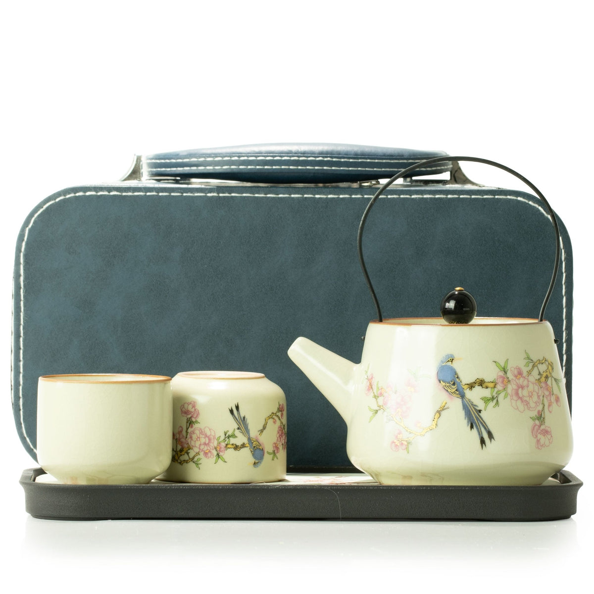 Travel Teapot Set & Two Cups - Blue Bird Qing Dynasty - Coal Harbour