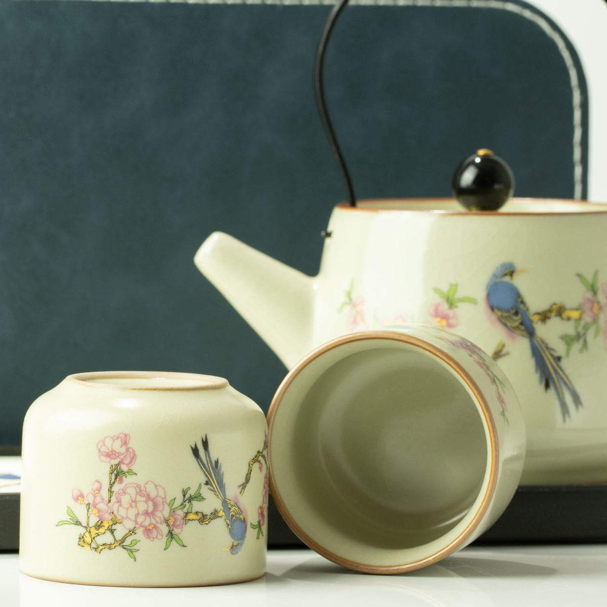 Travel Teapot Set & Two Cups - Blue Bird Qing Dynasty - Coal Harbour