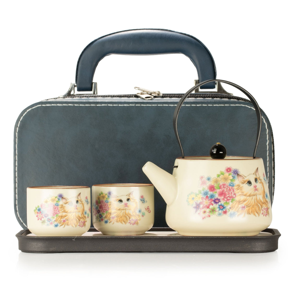 Travel Teapot Set & Two Cups - Cat Lover - Coal Harbour