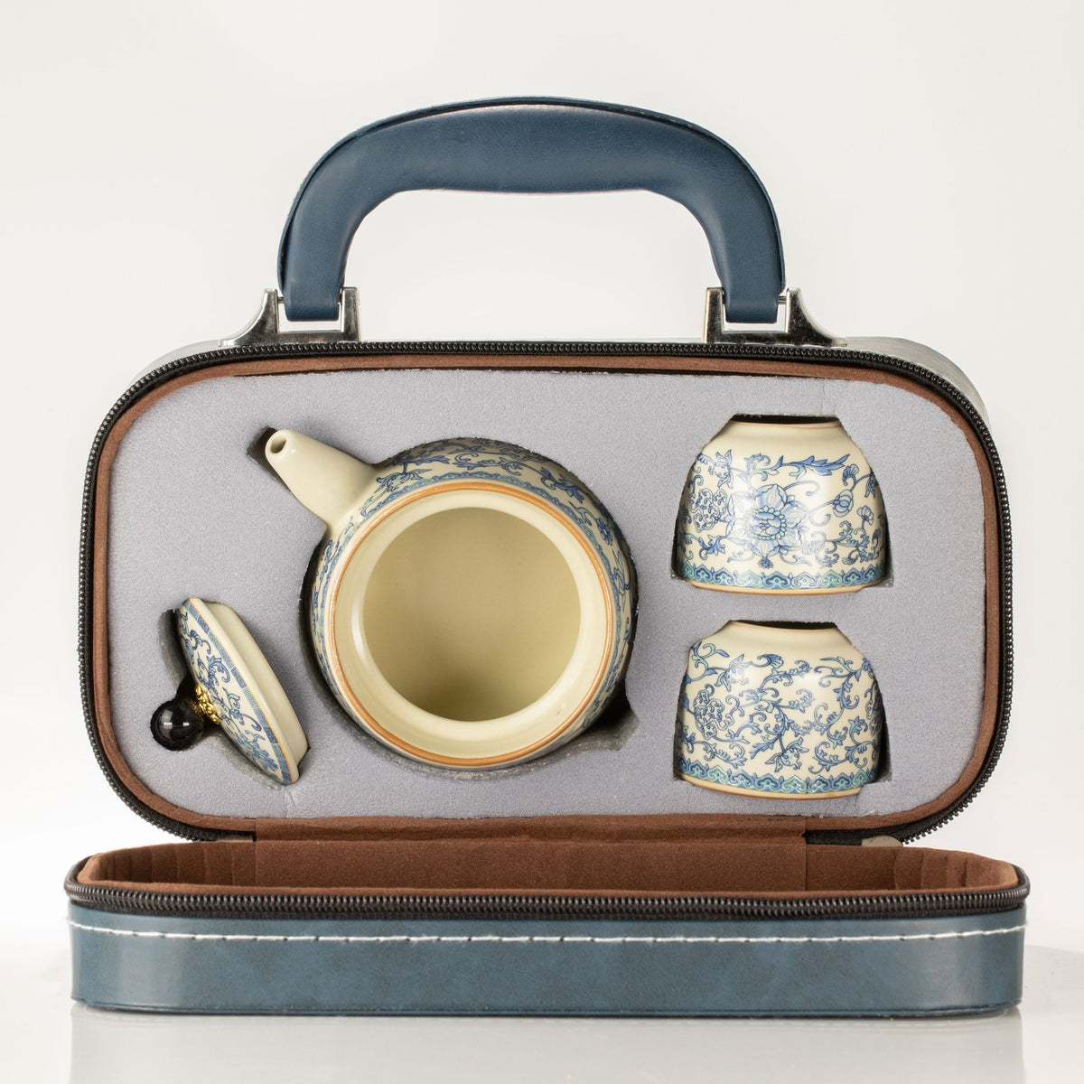 Travel Teapot Set & Two Cups - China Ru Blue - Coal Harbour