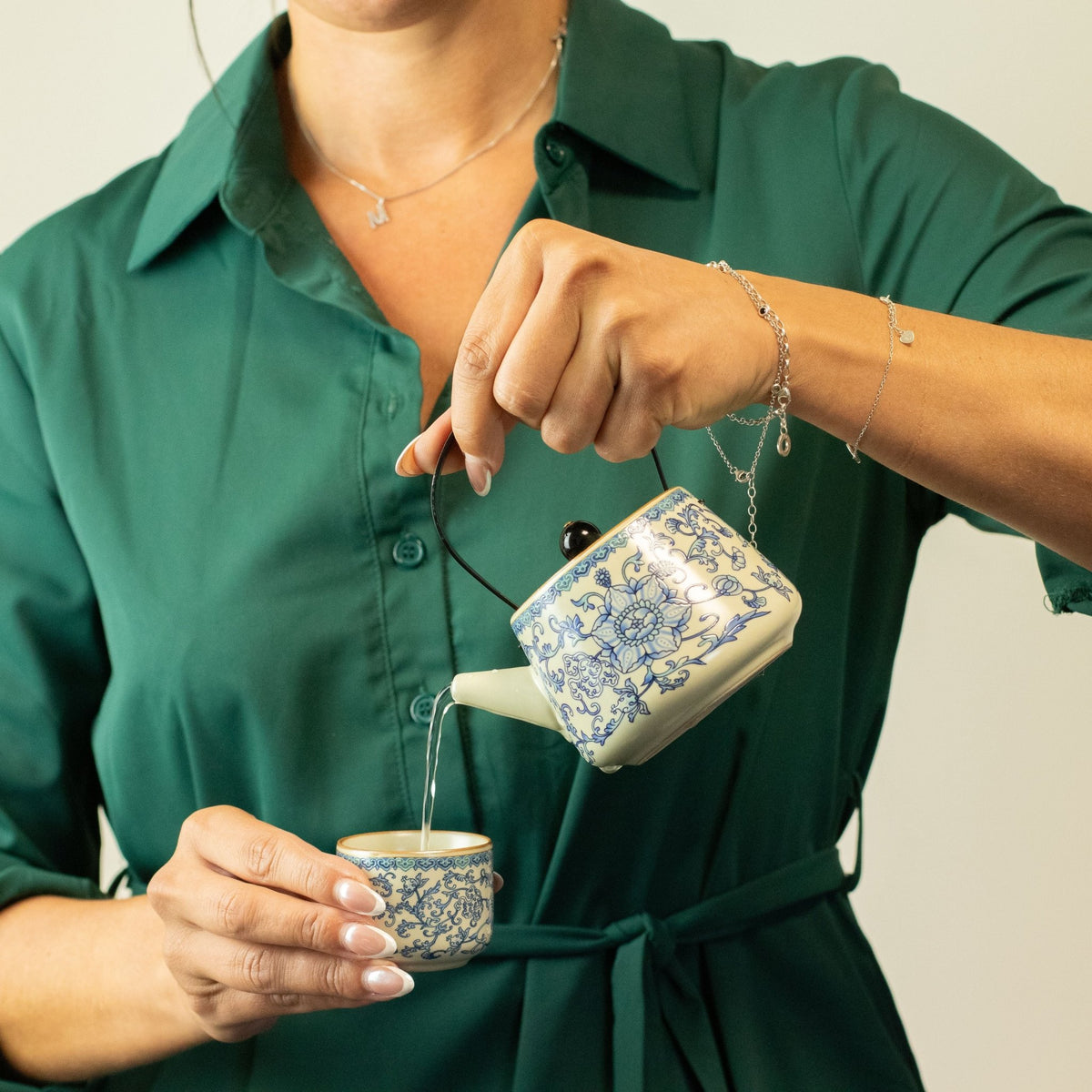 Travel Teapot Set & Two Cups - China Ru Blue - Coal Harbour