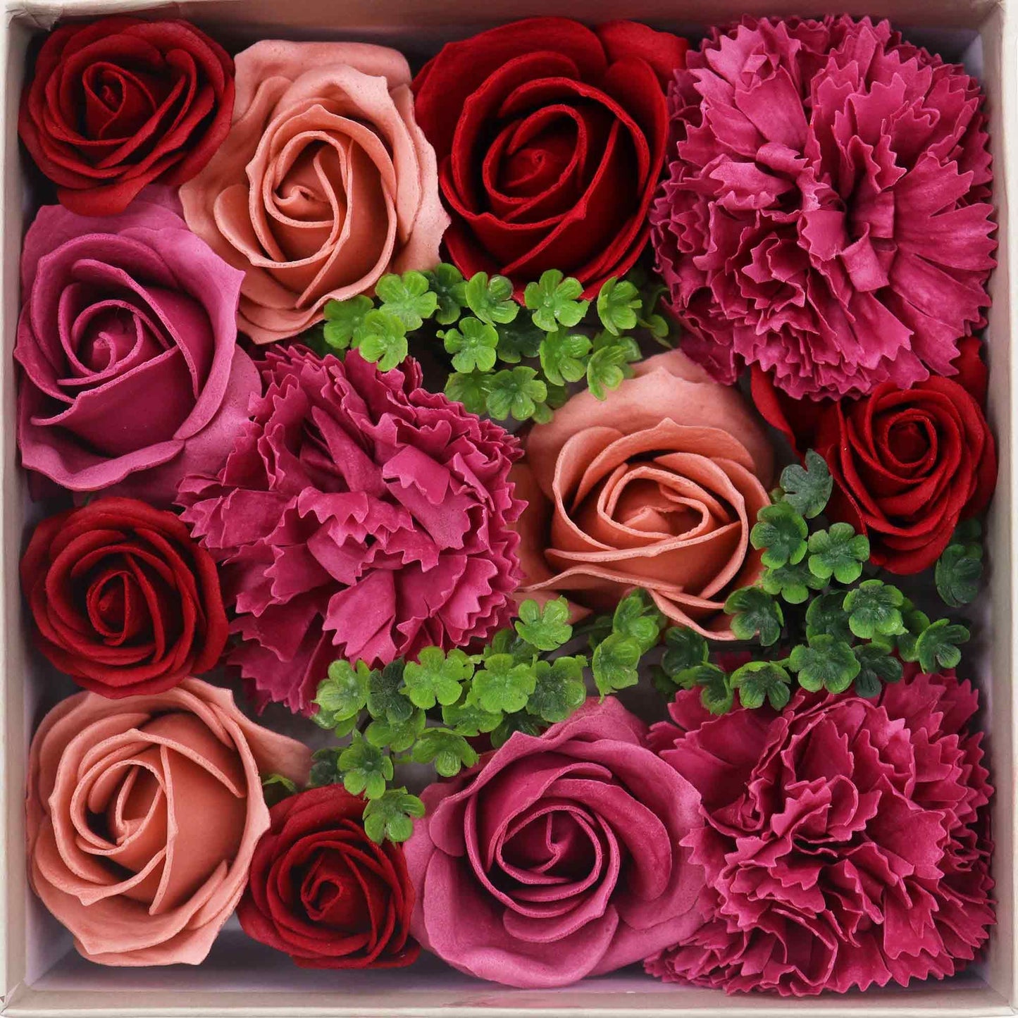 Vintage Roses & Carnation Soap Flowers Square Gift Box - Coal Harbour