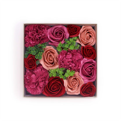 Vintage Roses & Carnation Soap Flowers Square Gift Box - Coal Harbour