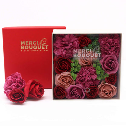 Vintage Roses & Carnation Soap Flowers Square Gift Box - Coal Harbour