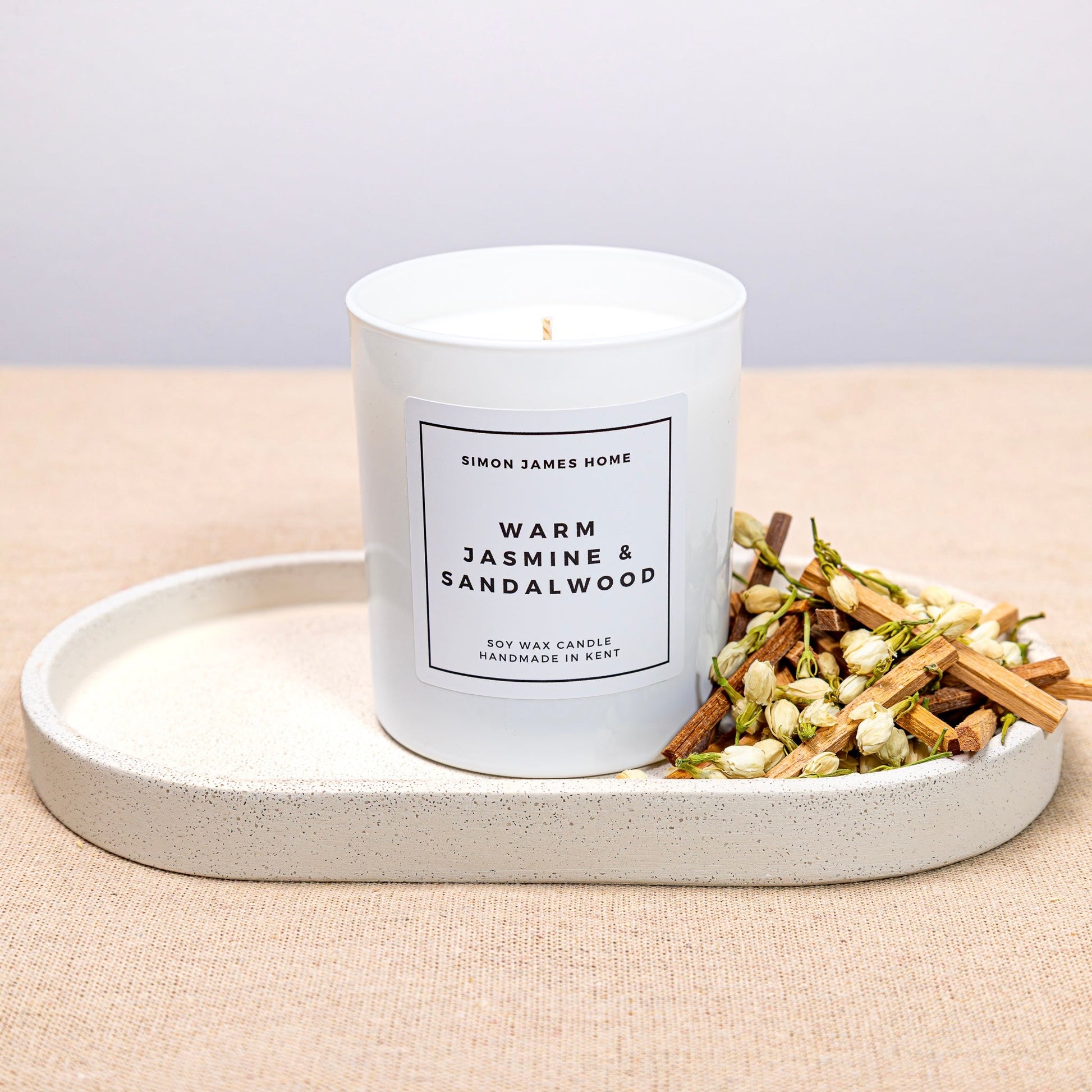 Warm Jasmine & Sandalwood Handmade Soy Wax Candle - Coal Harbour