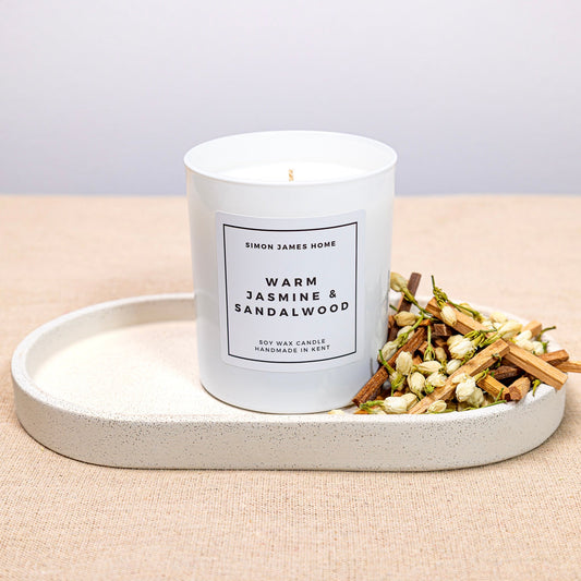 Warm Jasmine & Sandalwood Handmade Soy Wax Candle - Coal Harbour