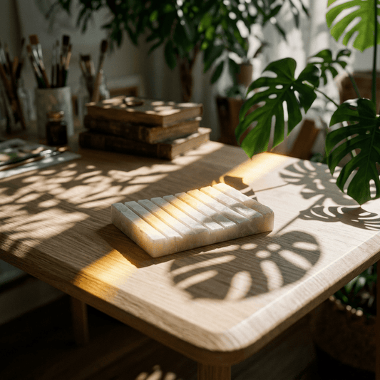 White Onyx Ridged Soap Dish - Coal Harbour