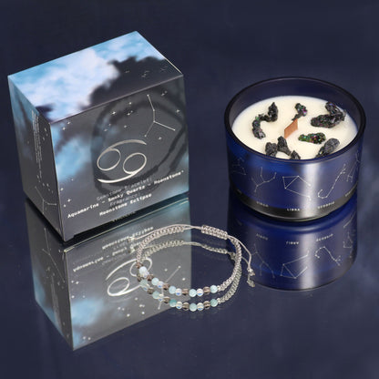 Zodiac Crystal Candle with Gemstone Bracelet - Cancer - Coal Harbour