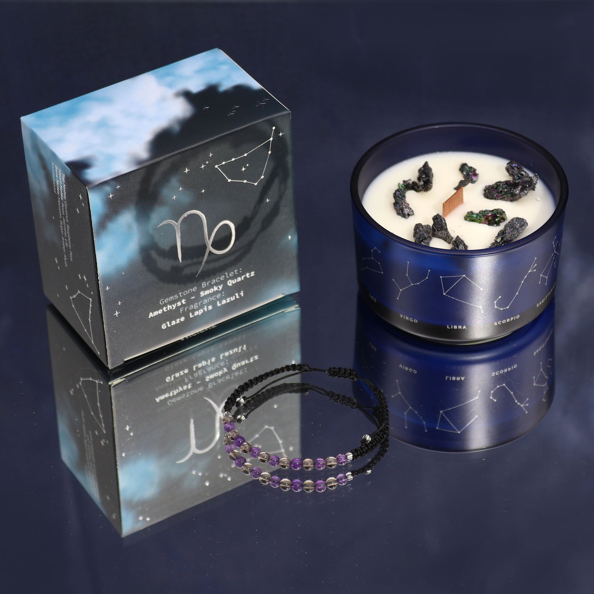 Zodiac Crystal Candle with Gemstone Bracelet - Capricorn - Coal Harbour