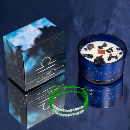 Zodiac Crystal Candle with Gemstone Bracelet - Libra - Coal Harbour