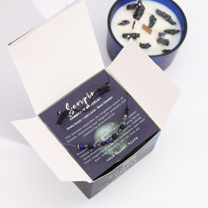 Zodiac Crystal Candle with Gemstone Bracelet - Scorpio - Coal Harbour