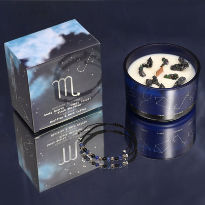 Zodiac Crystal Candle with Gemstone Bracelet - Scorpio - Coal Harbour