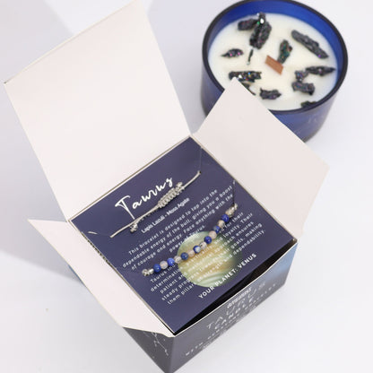 Zodiac Crystal Candle with Gemstone Bracelet - Taurus - Coal Harbour