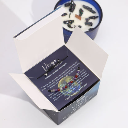 Zodiac Crystal Candle with Gemstone Bracelet - Virgo - Coal Harbour